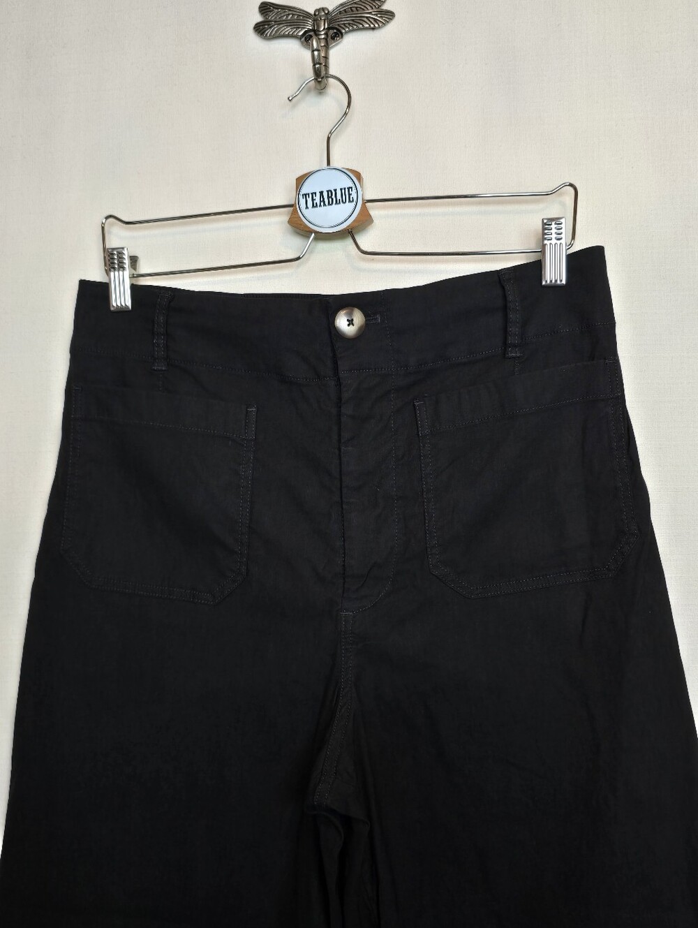 Maeve The Colette Pants Black Wide Leg Cropped High Rise Size 31 Magic Fabric - Picture 8 of 13